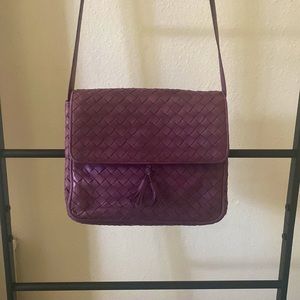 Rare Vintage Botega Veneta Purple Woven Leather Handbag / Crossbody Bag